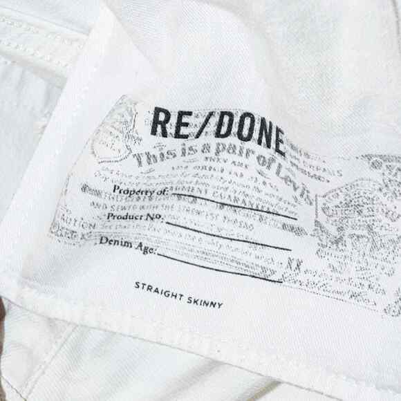 RE/DONE x LEVI'S Straight Skinny Denim Jeans white Distressed Rip Size 29 - Picture 16 of 16